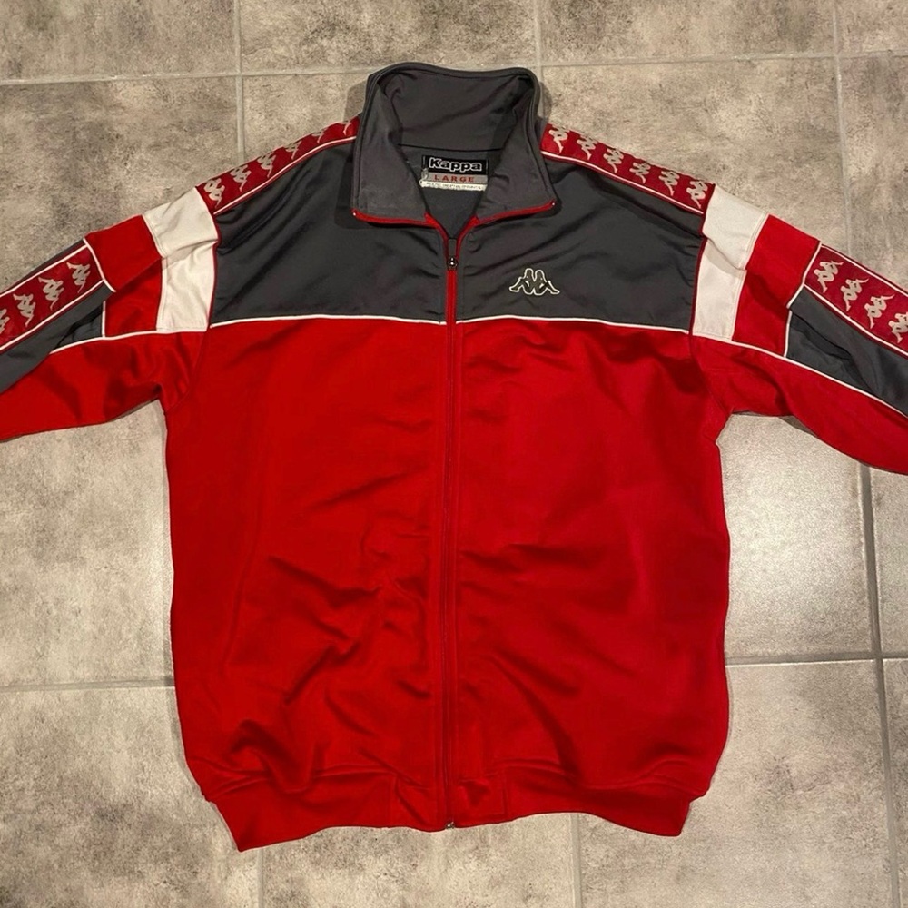 Kappa Men's Bold Red and Charcoal Windbreaker